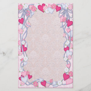 Hearts & Ribbon Romance Stationery