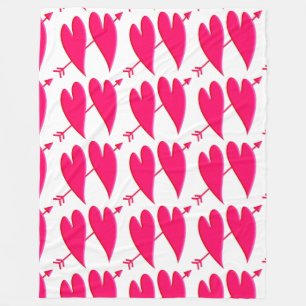 Hearts Romance Love Date Personalise Anniversaries Fleece Blanket