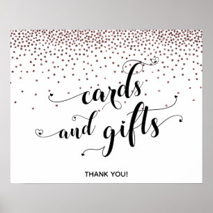 Hearts & Rose Gold, Cards and Gifts Reception Sign