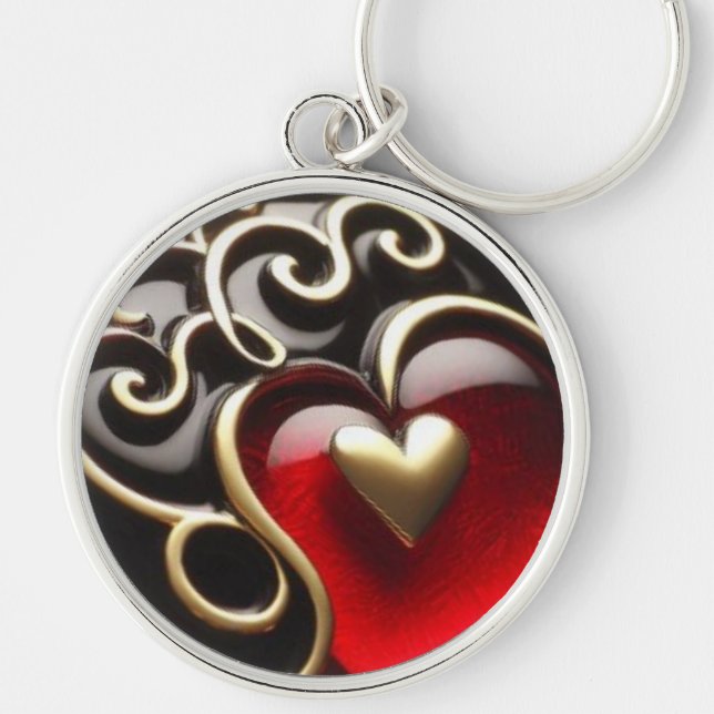 Hearts Rose Gold Metal Keychain (Front)