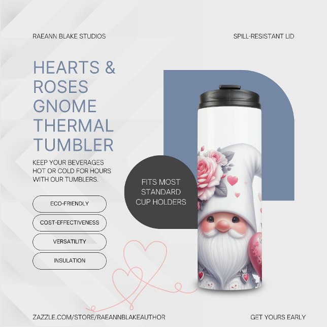 Hearts & Roses Gnome Thermal Tumbler (Creator Uploaded)
