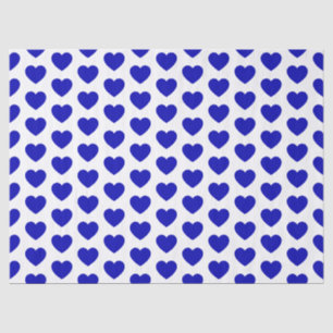 Hearts, Royal Blue on White Tissue Paper