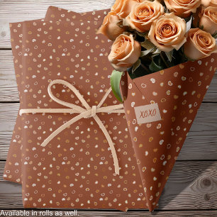 Hearts-Rustic Brown-Valentine's for Him or Wedding Wrapping Paper Sheet
