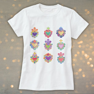 hearts, SACRED HEARTS clipart, WATERCOLOR, mexico T-Shirt