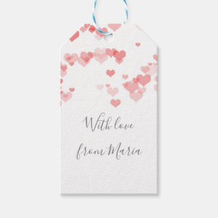 Hearts scattered in the air gift tags