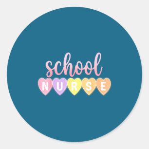 Hearts School Nurse Medical Istant Valentines Day  Classic Round Sticker