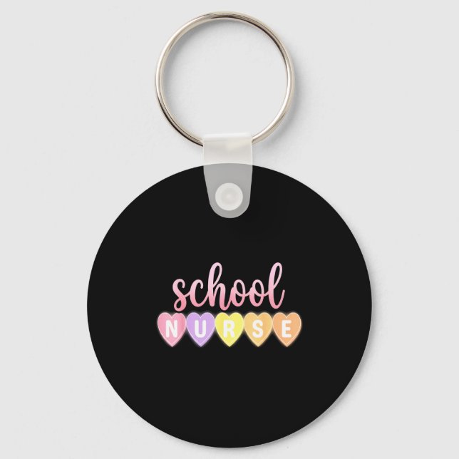 Hearts School Nurse Medical Istant Valentines Day  Key Ring (Front)