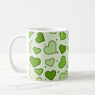 Hearts Seamless Pattern - Green Tones  Coffee Mug