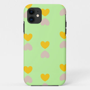 Hearts shapes on light green iPhone 11 case