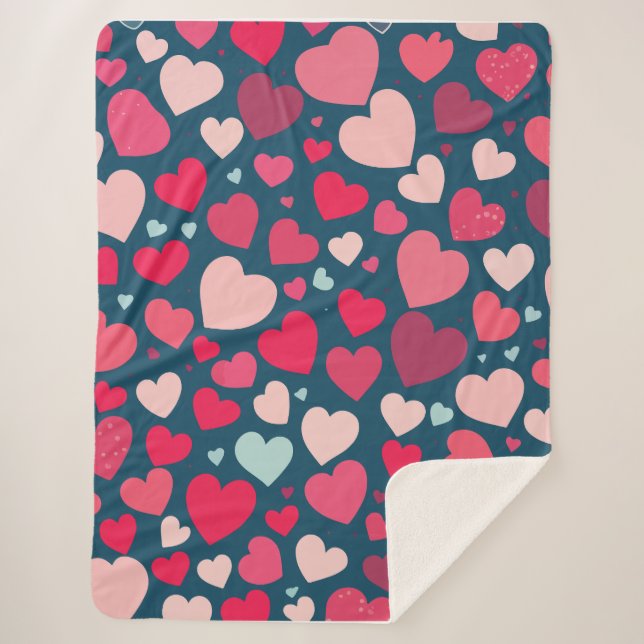 Hearts Sherpa Blanket (Front)
