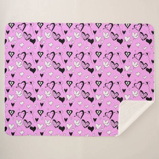 Hearts Sherpa Blanket (Front (Horizontal))