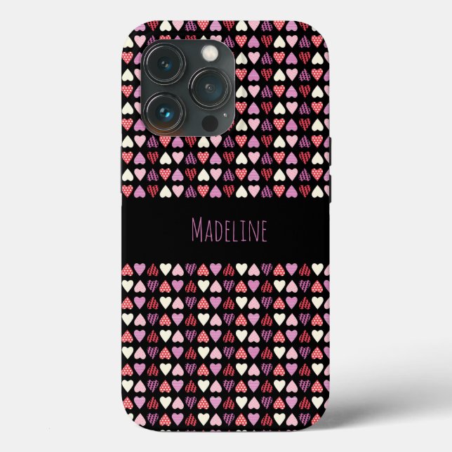 Hearts Simple Hand Drawn Valentine's Day Pattern Case-Mate iPhone Case (Back)