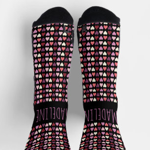 Hearts Simple Hand Drawn Valentine's Day Pattern Socks