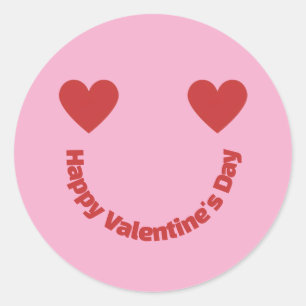 Hearts Smile Happy Valentine's Day Message Classic Round Sticker