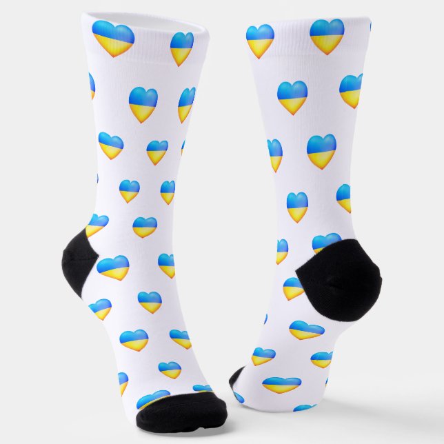 Hearts Socks Ukraine Flag Colours - Freedom - Peac (Angled)