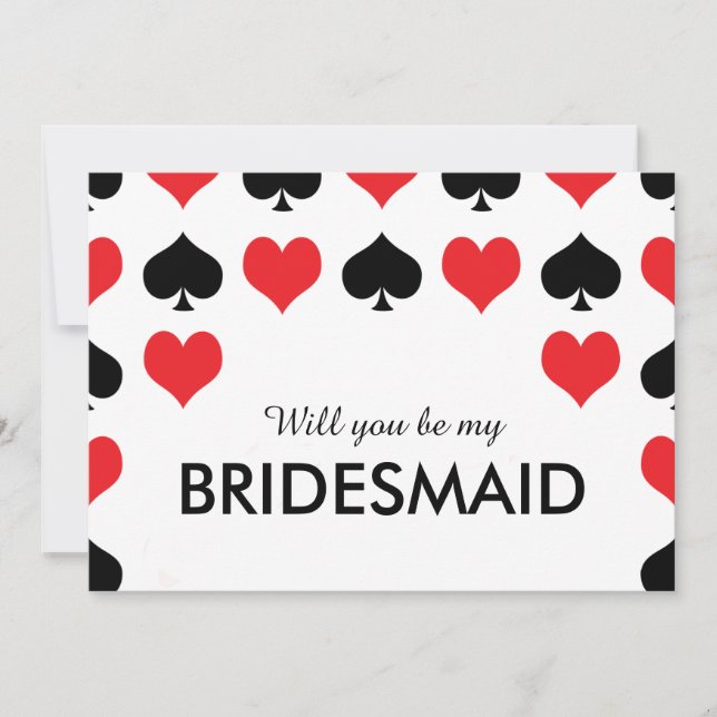 Hearts Spades Casino Will You Be My Bridesmaid Invitation (Front)