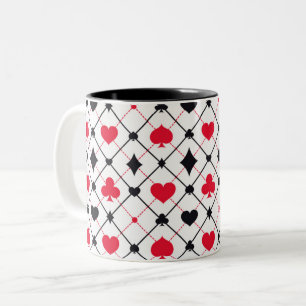 Hearts Spades Clubs Cards Two-Tone Coffee Mug