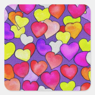 Hearts Square Sticker