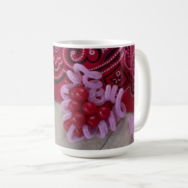 Hearts & Sweets Red & pink rustic Coffee Mug (Front Right)