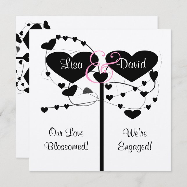 Hearts & Swirls Engagement Invitation (Front/Back)