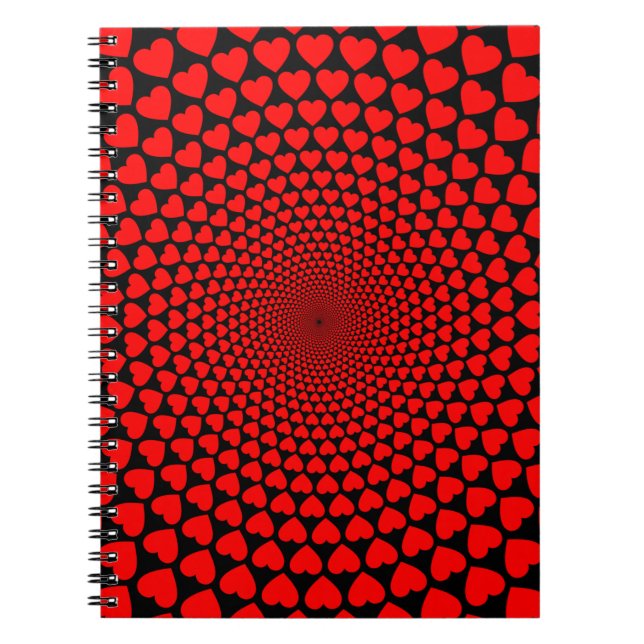 Hearts Symbols Red Mandala Pattern-25870 Notebook (Front)