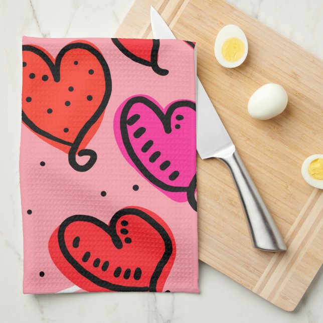 Hearts Tea Towel (Quarter Fold)