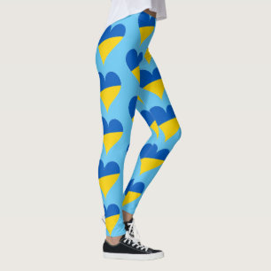 Hearts the colours of Ukraine Flag  Leggings