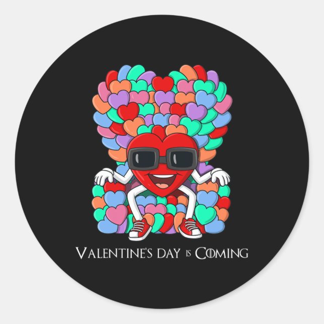 Hearts Throne Valentines Day Fun Boys Girls Kids 1 Classic Round Sticker (Front)