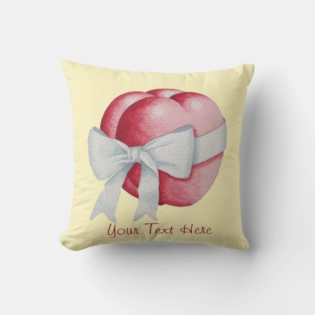 hearts tied with white ribbon bow art design cushion (Front)