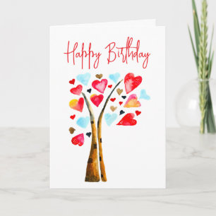 Hearts tree whimsical valemtines card