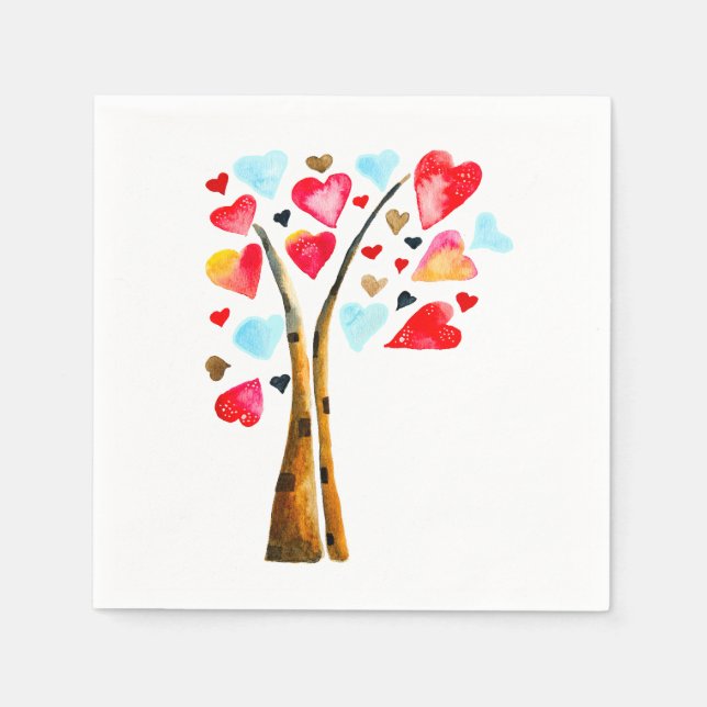 Hearts tree whimsical valemtines napkin (Front)