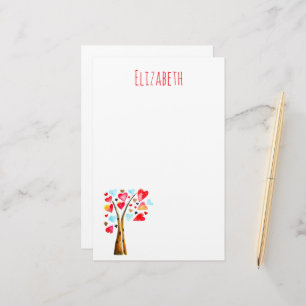 Hearts tree whimsical valemtines stationery