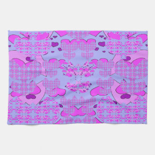 Hearts Tulips Tea Towel