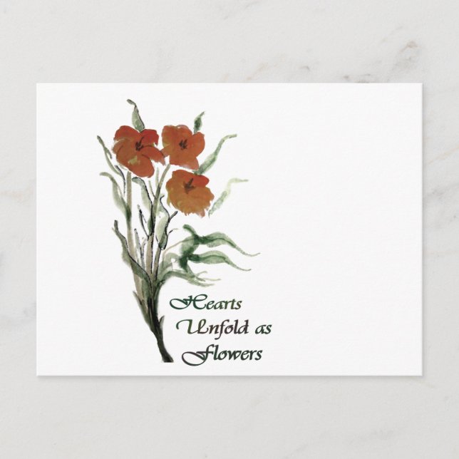 Hearts Unfold As Flowers Postcard (Front)