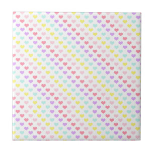 Hearts Unicorn Rainbow Colours Valentines Day Tile