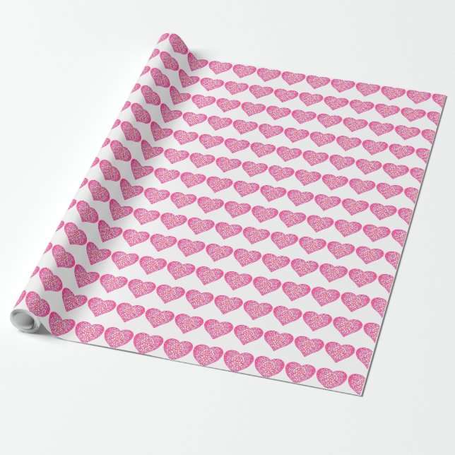 Hearts Unique Pattern Red White Blue Yellow  Wrapping Paper (Unrolled)