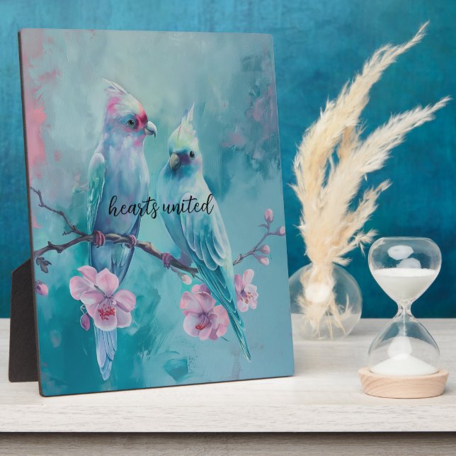 Hearts United Birds Tabletop Plaque with Easel (Side)