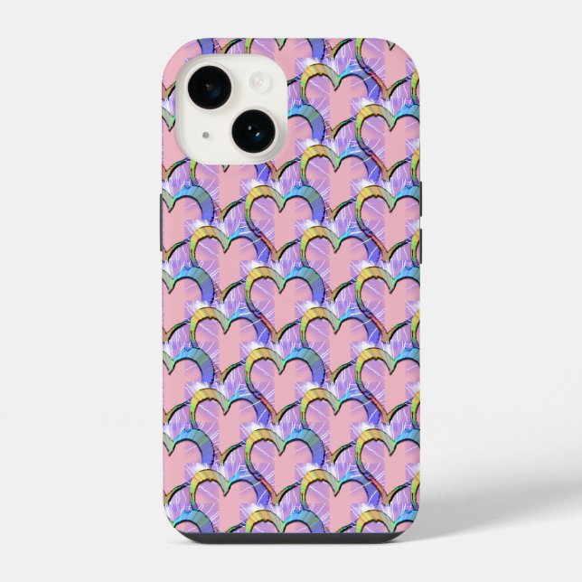 Hearts Upon Hearts Psychedelic Pattern iPhone Case (Back)