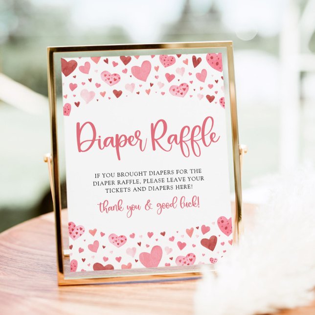 Hearts Valentine Baby Shower Diaper Raffle Sign (Creator Uploaded)