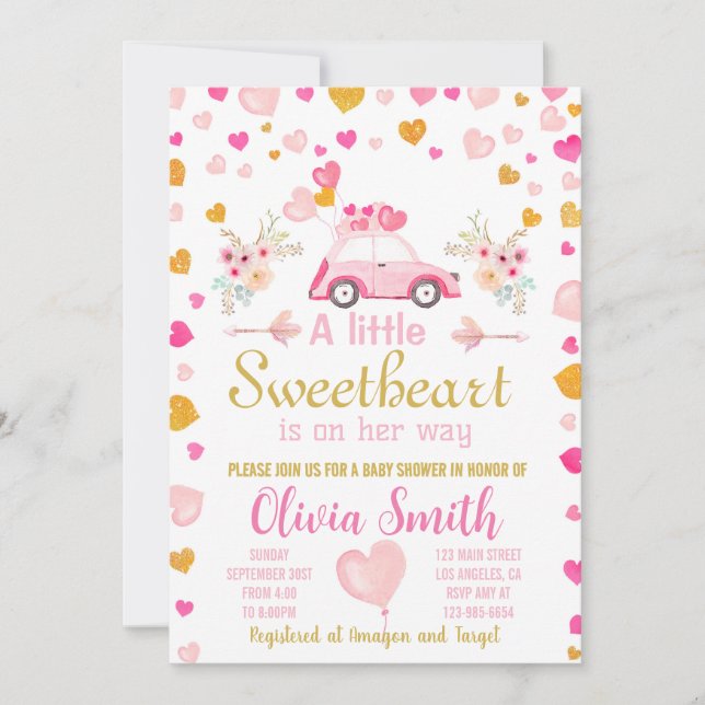 Hearts Valentine Baby Shower invitation (Front)