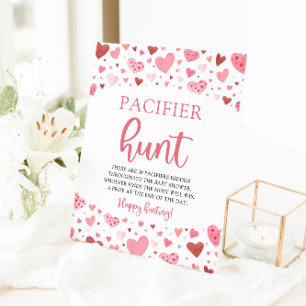 Hearts Valentine Baby Shower Pacifier Hunt Sign