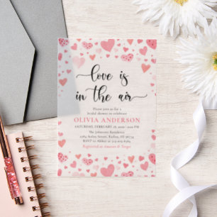 Hearts Valentine Love is in the Air Bridal Shower Vellum Invitations