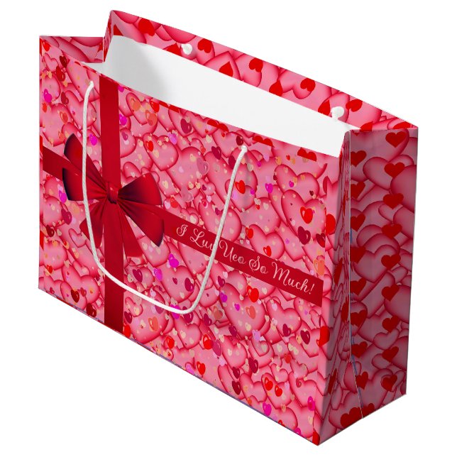 Hearts Valentine Love  Large Gift Bag (Front Angled)