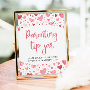 Hearts Valentine Parenting Tip Jar Advice Sign 