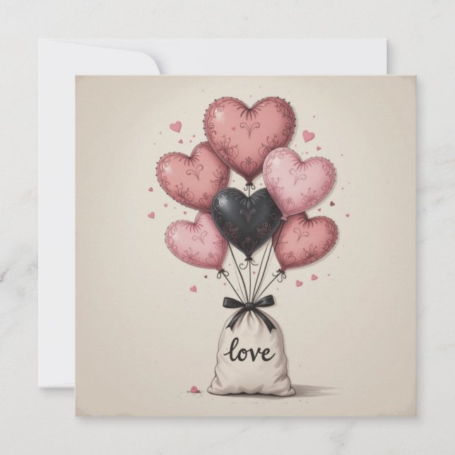 Hearts  Valentine´s Balloons Card (Front)