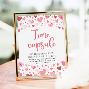 Hearts Valentine Time Capsule Baby Shower Sign