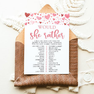 Hearts Valentine Would She Rather Baby Shower Game Invitation