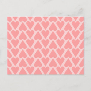 Hearts Valentine's Day Background Coral Pink Holiday Postcard