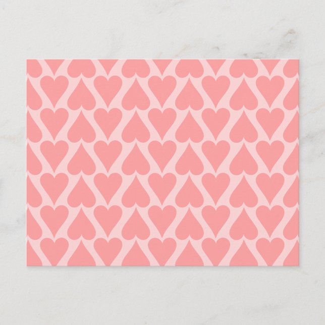 Hearts Valentine's Day Background Coral Pink Holiday Postcard (Front)