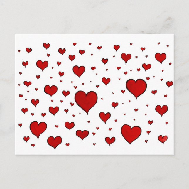 Hearts Valentines Day Holiday Postcard (Front)